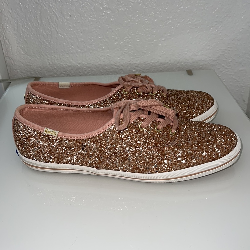 rose gold glitter kate spade x keds